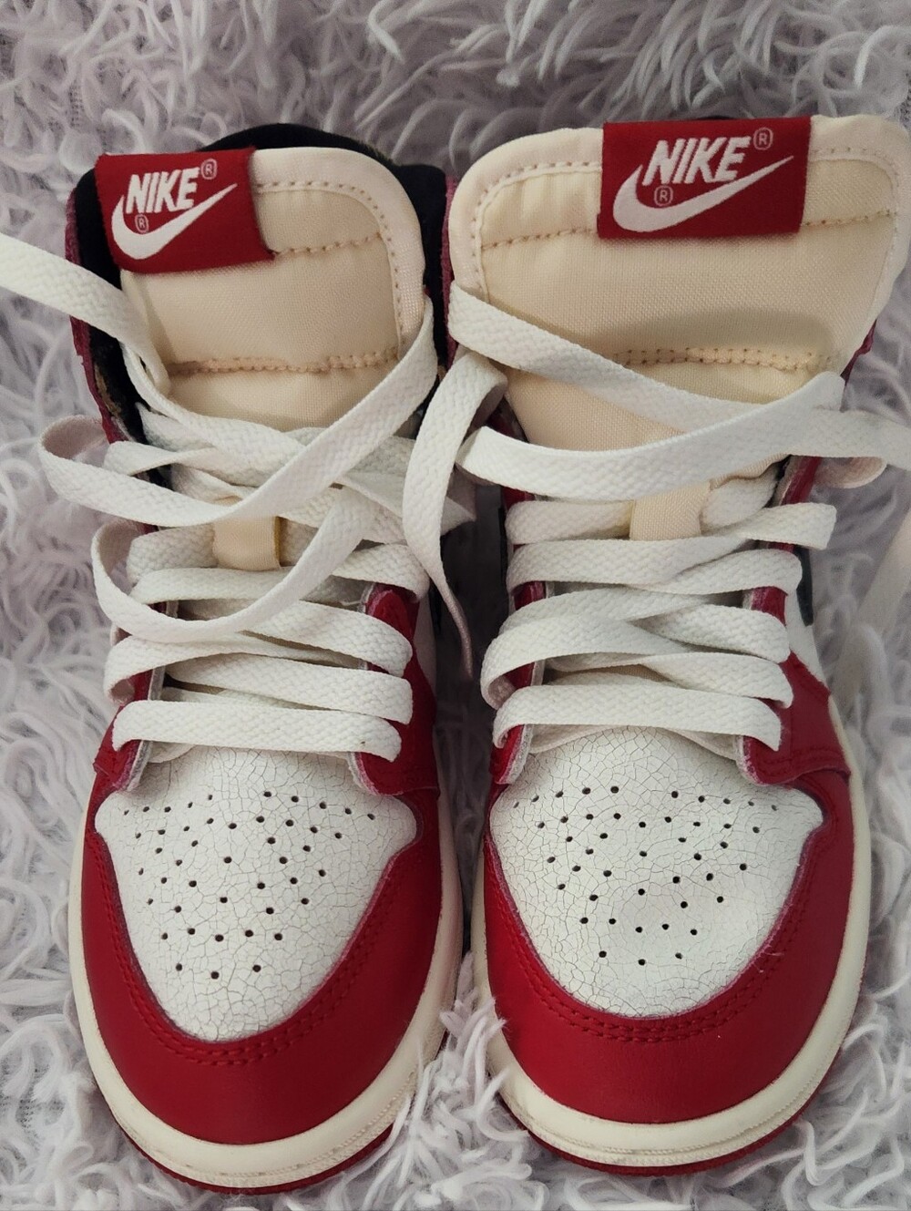 Nike Kids White and Red High-Top Sneakers